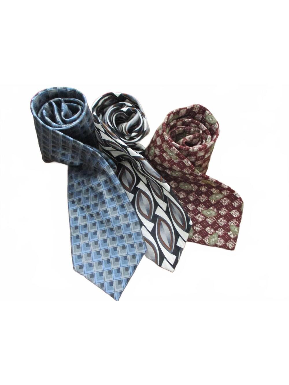 Vintage 100% Silk Tie Lot 3pc Geometric Retro Martin Wong MCM Bundle